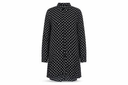 Papaya Womens Black Polka Dot Polyester Shirt Dress Size 12 Collared Button