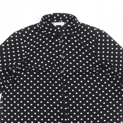 Papaya Womens Black Polka Dot Polyester Shirt Dress Size 12 Collared Button