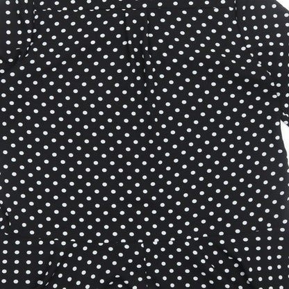 Papaya Womens Black Polka Dot Polyester Shirt Dress Size 12 Collared Button