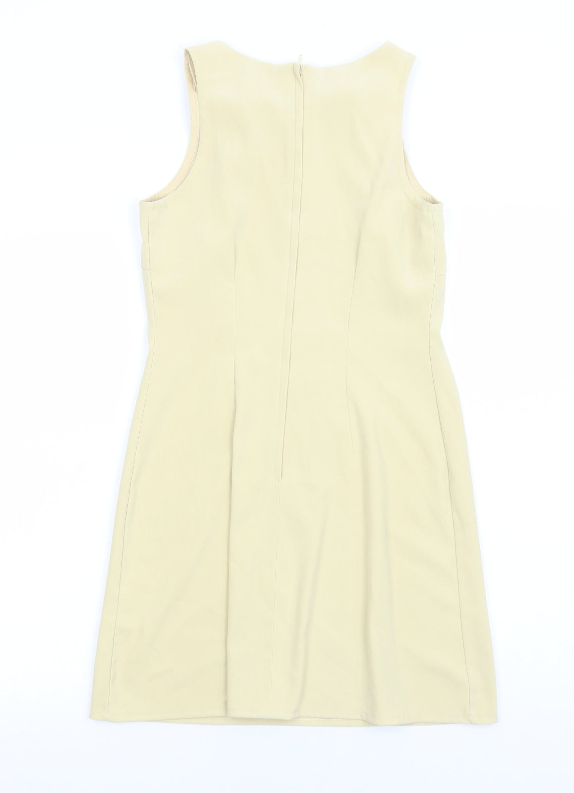 Preworn Womens Yellow Polyester A-Line Size 10 Round Neck Zip