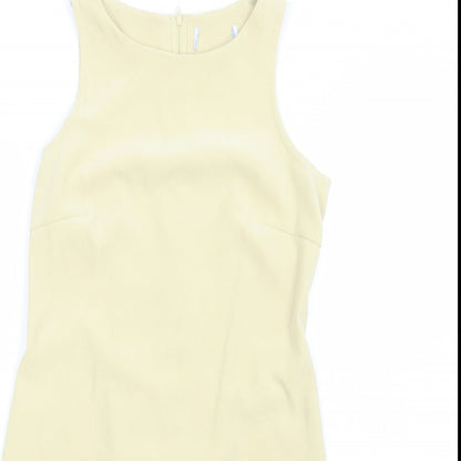 Preworn Womens Yellow Polyester A-Line Size 10 Round Neck Zip