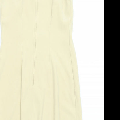 Preworn Womens Yellow Polyester A-Line Size 10 Round Neck Zip