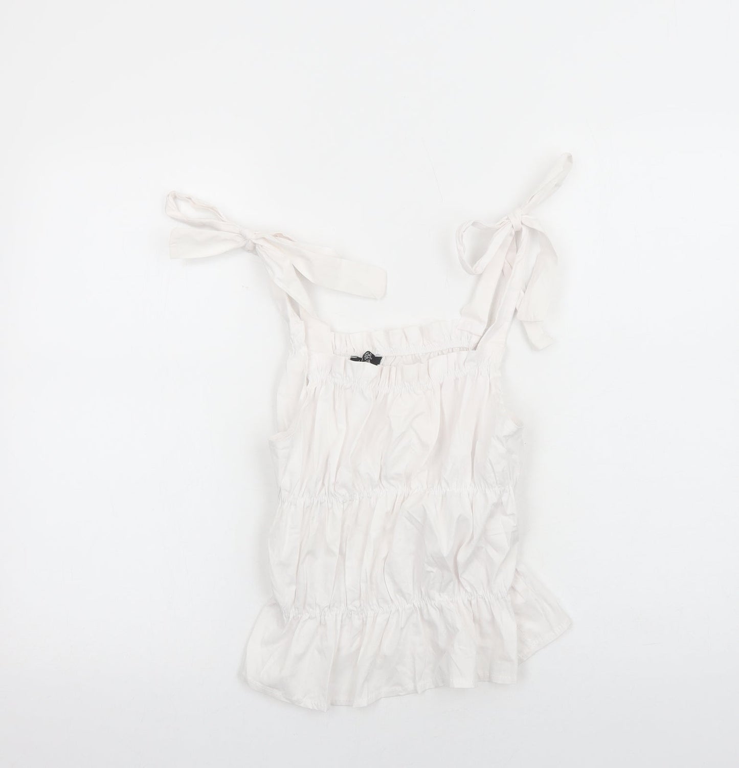 Boohoo Womens White Cotton Cropped Tank Size 10 Square Neck