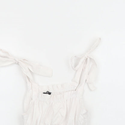 Boohoo Womens White Cotton Cropped Tank Size 10 Square Neck