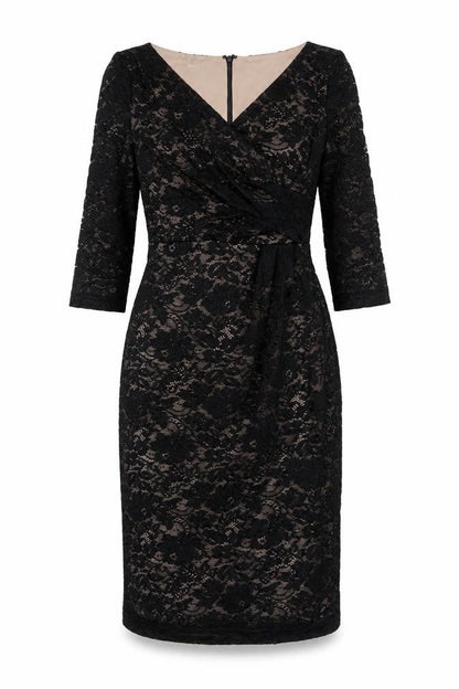 Kaliko Womens Black Floral Polyester A-Line Size 8 V-Neck Zip