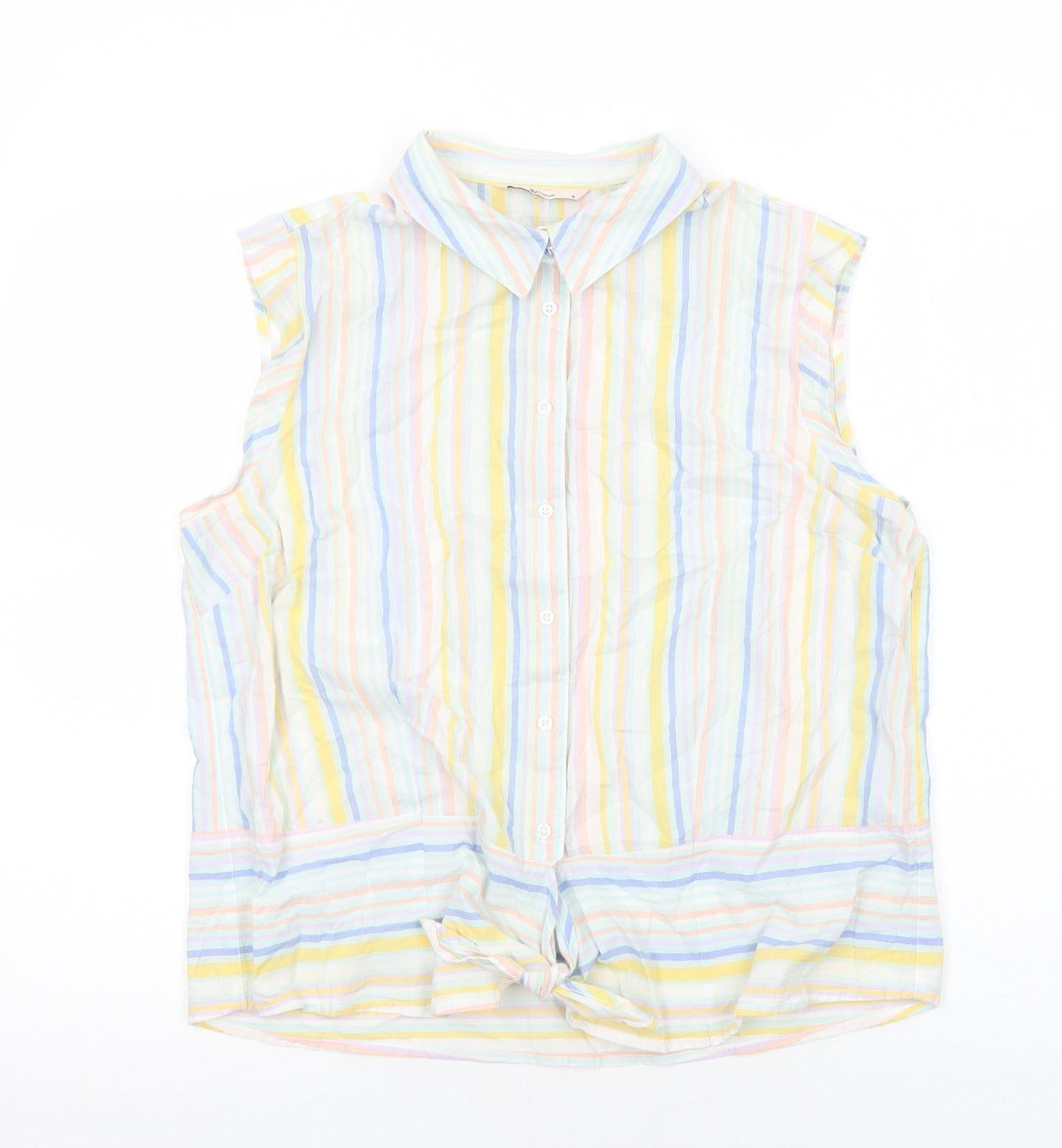 TU Womens Multicoloured Striped Cotton Basic Button-Up Size 16 Collared