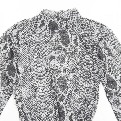 Glamour Womens Grey Animal Print Polyester Bodysuit One-Piece Size 10 Snap - Snake print