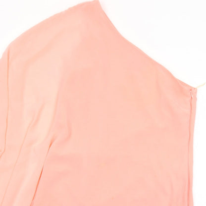 Lipsy Womens Orange Polyester A-Line Size 14 One Shoulder Zip