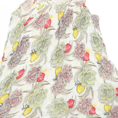 NEXT Womens White Floral Viscose Trapeze & Swing Size 14 Round Neck Pullover