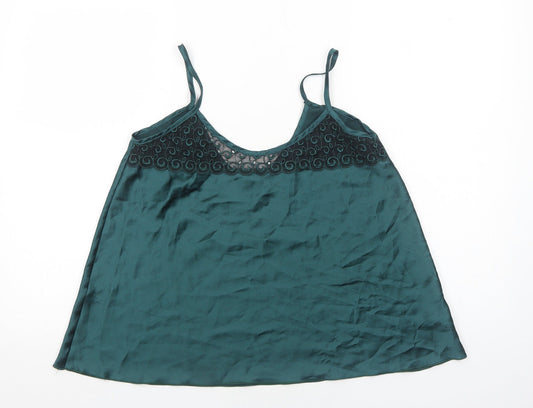 Womens UK Size M Preworn Green Camisole Tank