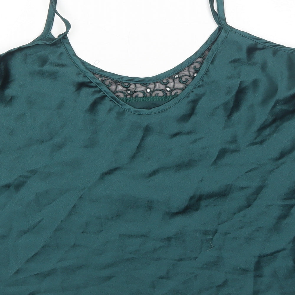 Womens UK Size M Preworn Green Camisole Tank
