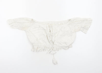 Womens UK Size S Preworn White Cropped Blouse