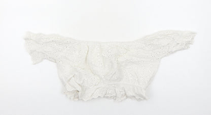 Womens UK Size S Preworn White Cropped Blouse