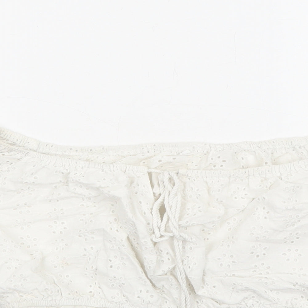 Womens UK Size S Preworn White Cropped Blouse