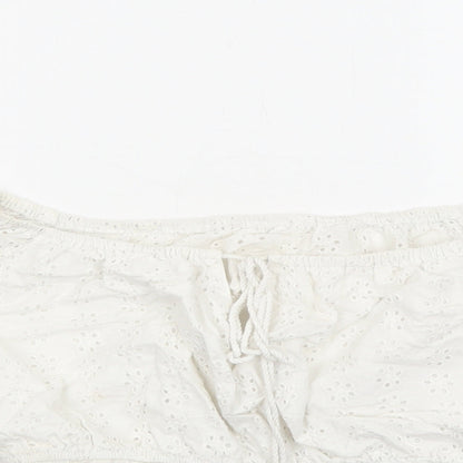 Womens UK Size S Preworn White Cropped Blouse