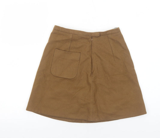COS Womens Brown Polyester Straight & Pencil Skirt Size 6 Zip