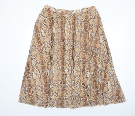 Marks and Spencer Womens Brown Animal Print Polyester Swing Skirt Size 18 - Snakeskin Pattern