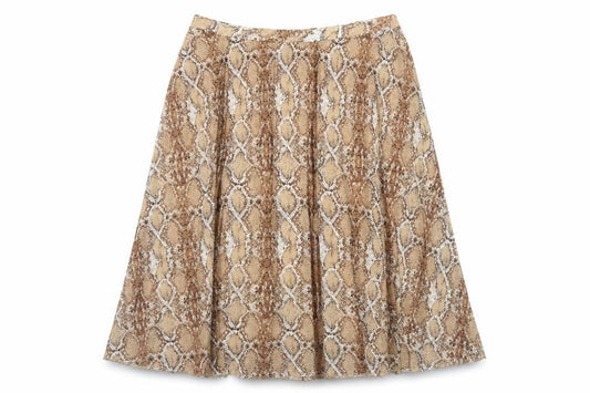 Marks and Spencer Womens Brown Animal Print Polyester Swing Skirt Size 18 - Snakeskin Pattern
