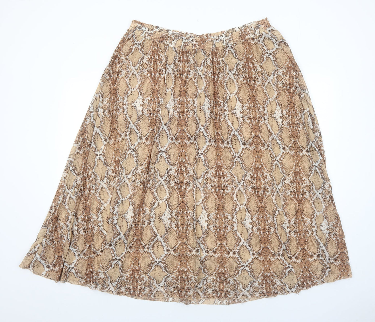 Marks and Spencer Womens Brown Animal Print Polyester Swing Skirt Size 18 - Snakeskin Pattern