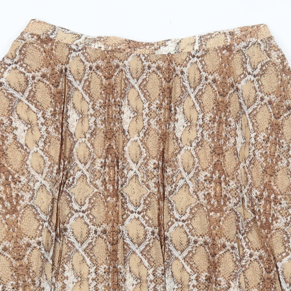 Marks and Spencer Womens Brown Animal Print Polyester Swing Skirt Size 18 - Snakeskin Pattern
