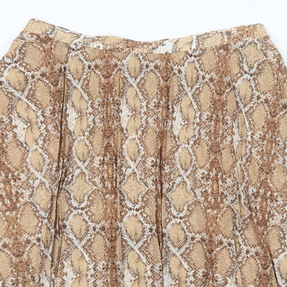 Marks and Spencer Womens Brown Animal Print Polyester Swing Skirt Size 18 - Snakeskin Pattern