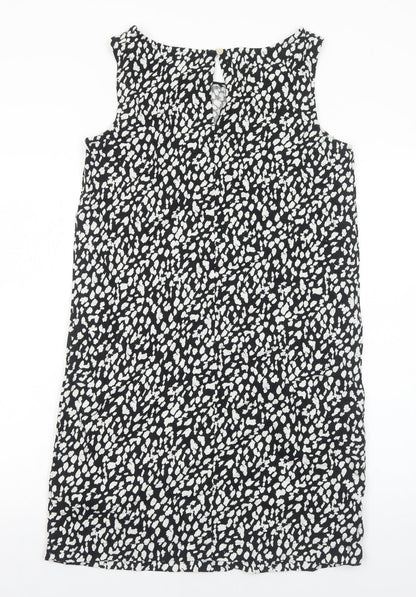 Marks and Spencer Womens Black Geometric Cotton A-Line Size 10 Boat Neck Pullover