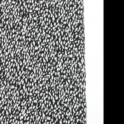 Marks and Spencer Womens Black Geometric Cotton A-Line Size 10 Boat Neck Pullover