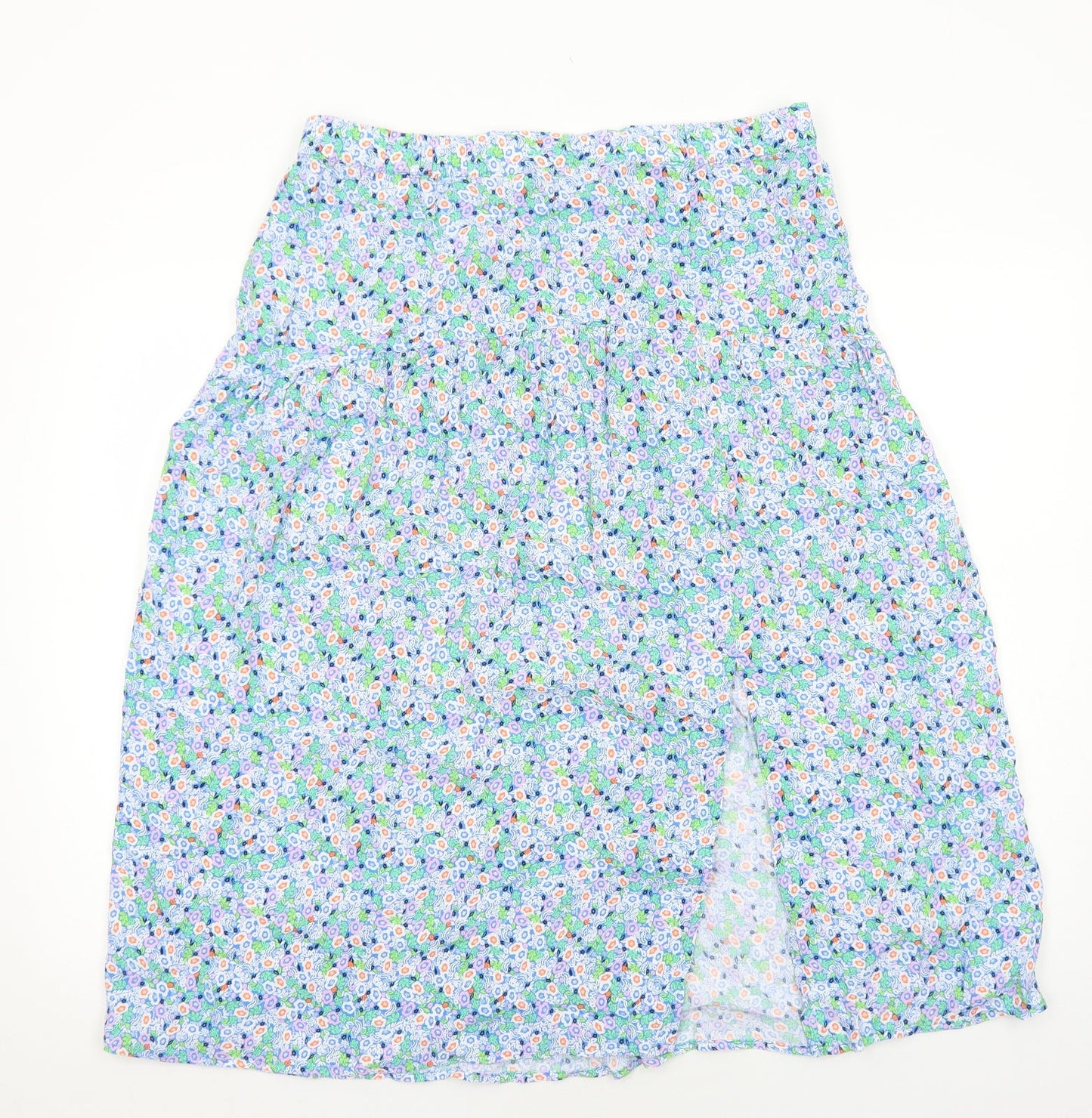 Marks and Spencer Womens Blue Floral Polyester Peasant Skirt Size 16