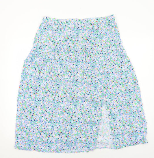 Marks and Spencer Womens Blue Floral Polyester Peasant Skirt Size 16
