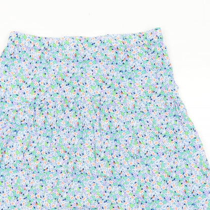 Marks and Spencer Womens Blue Floral Polyester Peasant Skirt Size 16
