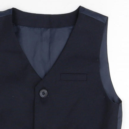 Preworn Boys Blue Polyester Trouser Suit Suit Waistcoat Size 18-24 Months