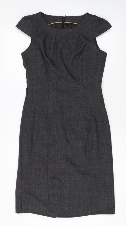 Preworn Womens Grey Polyester A-Line Size 10 Round Neck Zip
