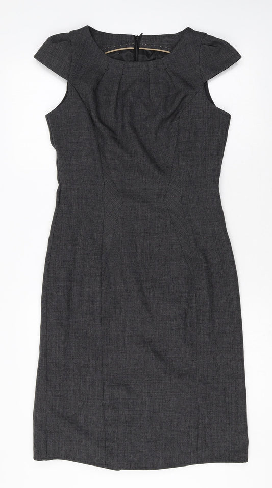 Preworn Womens Grey Polyester A-Line Size 10 Round Neck Zip