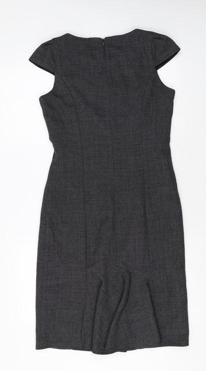 Preworn Womens Grey Polyester A-Line Size 10 Round Neck Zip