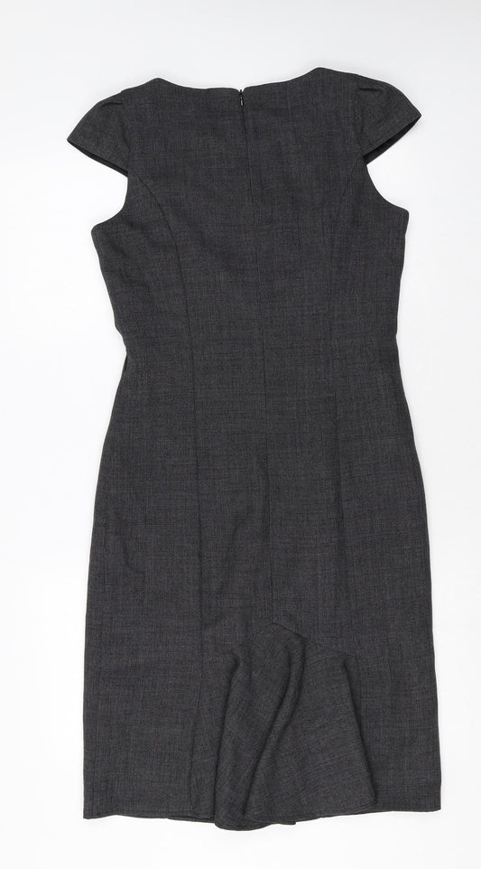 Preworn Womens Grey Polyester A-Line Size 10 Round Neck Zip