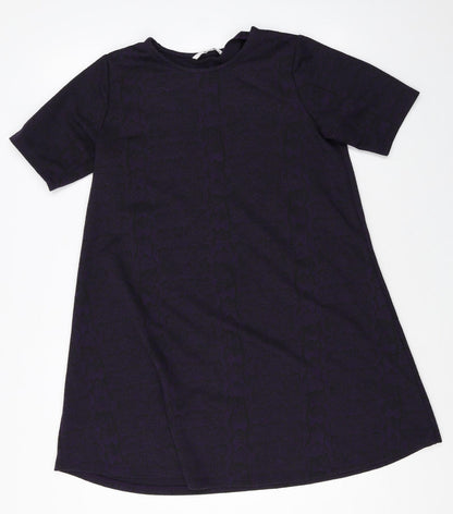 TU Womens Purple Polyester T-Shirt Dress Size 12 Round Neck Pullover