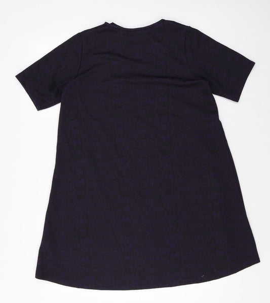 TU Womens Purple Polyester T-Shirt Dress Size 12 Round Neck Pullover