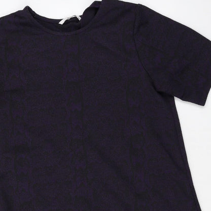 TU Womens Purple Polyester T-Shirt Dress Size 12 Round Neck Pullover