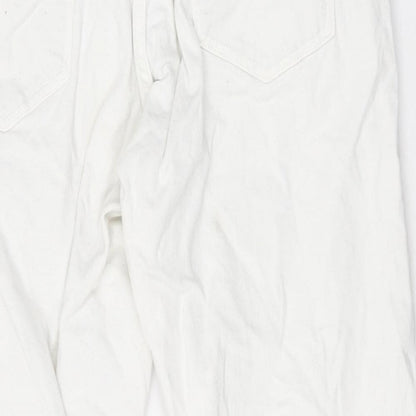Selected Womens White Cotton Tapered Jeans Size 34 in Regular Button