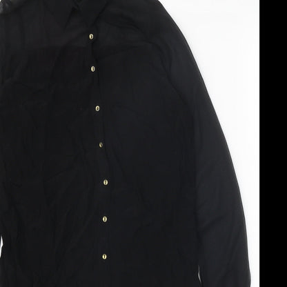 River Island Womens Black Viscose Shirt Dress Size 8 Collared Button