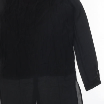 River Island Womens Black Viscose Shirt Dress Size 8 Collared Button