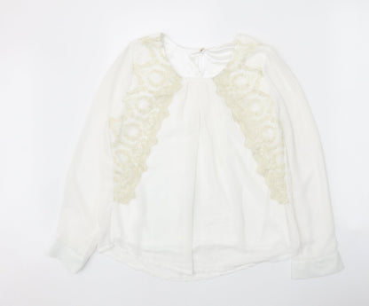 Womens UK Size L Preworn White Basic Blouse