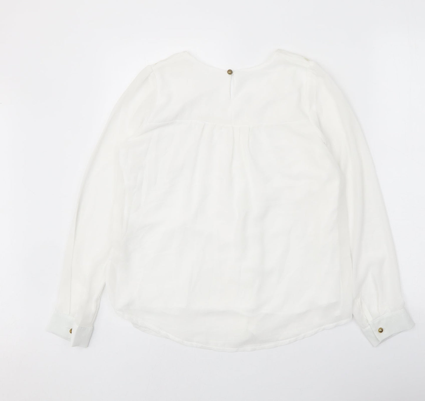 Womens UK Size L Preworn White Basic Blouse