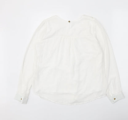 Womens UK Size L Preworn White Basic Blouse