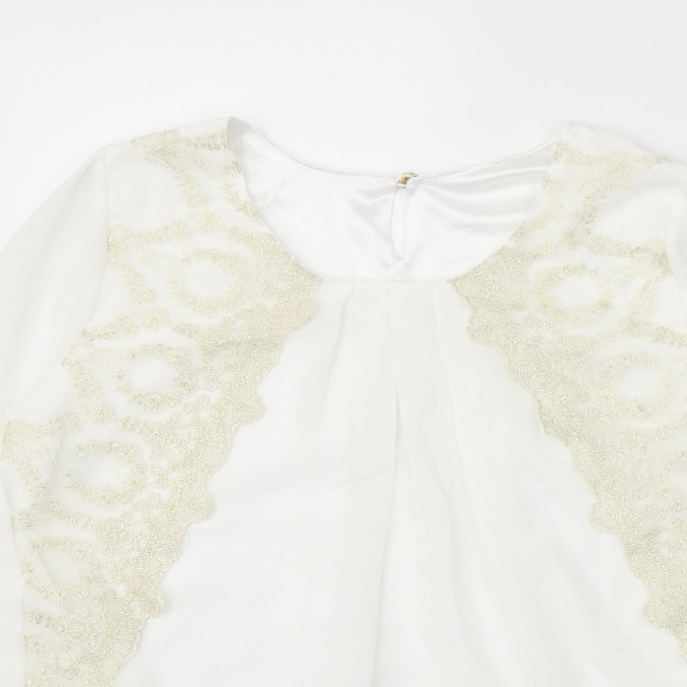 Womens UK Size L Preworn White Basic Blouse