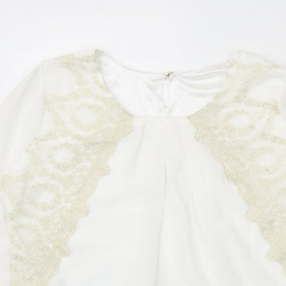 Womens UK Size L Preworn White Basic Blouse