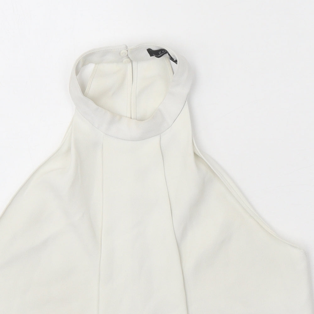 Womens UK Size S Zara White Basic Tank