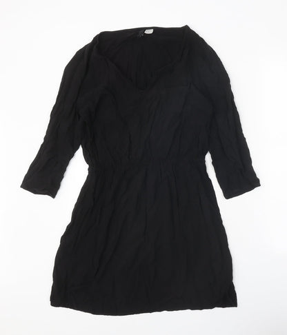 Divided Womens Black Viscose Kaftan Size 12 V-Neck Pullover