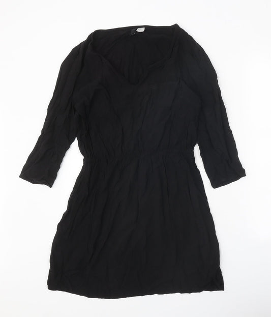 Divided Womens Black Viscose Kaftan Size 12 V-Neck Pullover