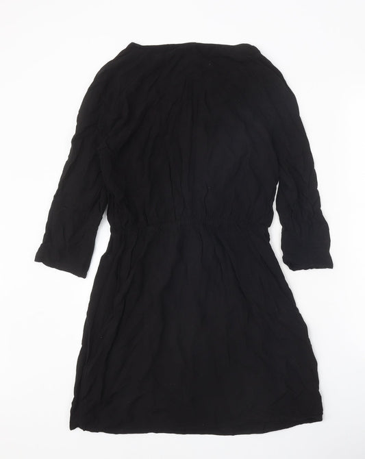Divided Womens Black Viscose Kaftan Size 12 V-Neck Pullover